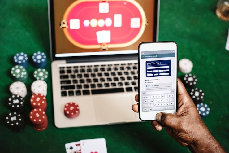 Studio produksi mukapoker dengan dealer langsung dan multi-kamera profesional